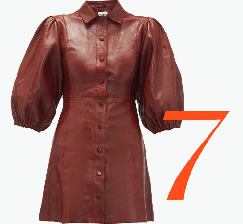 Photo: Ganni leather balloon sleeve dress